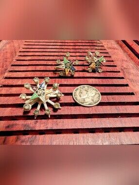 Order Of The Eastern Star Brooch and Earrings Set - Women Jewelry
